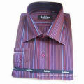 Men's Dress Shirt with Long Sleeves, Embroidered Logo on Left Chest, Stand Collar and 15 Buttons